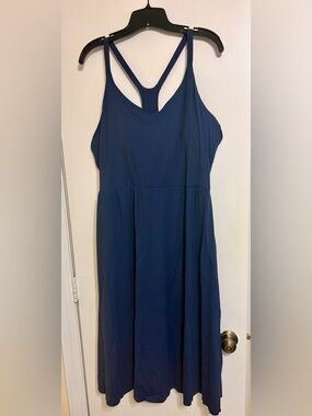 HALARA Navy Strappy Midi A-Line Dress